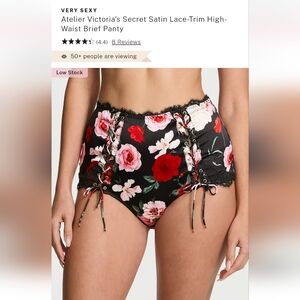Victoria's secret luxe stretch silk satin lace trim high waist brief panty XS
